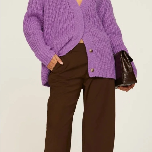 VINCE. 
Sculpted Sleeve Cardigan - Lavender Knit Women's Sweater - Picture 4 of 11